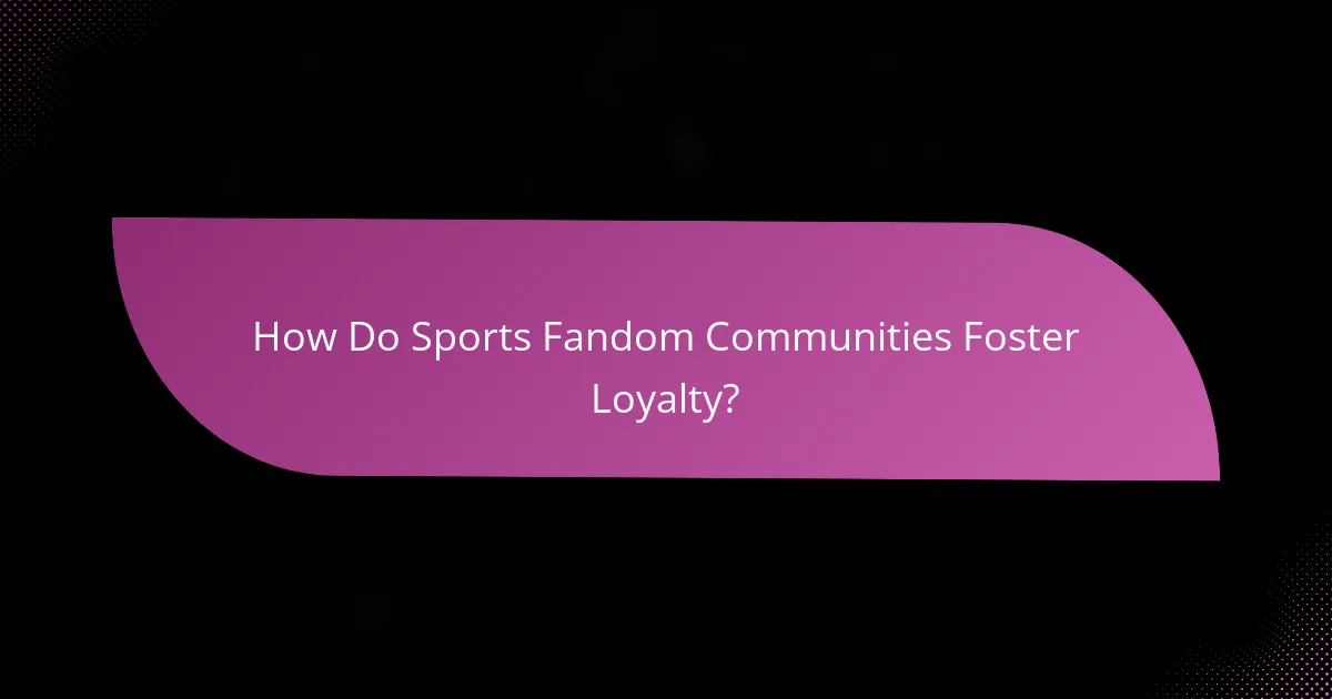 How Do Sports Fandom Communities Foster Loyalty?