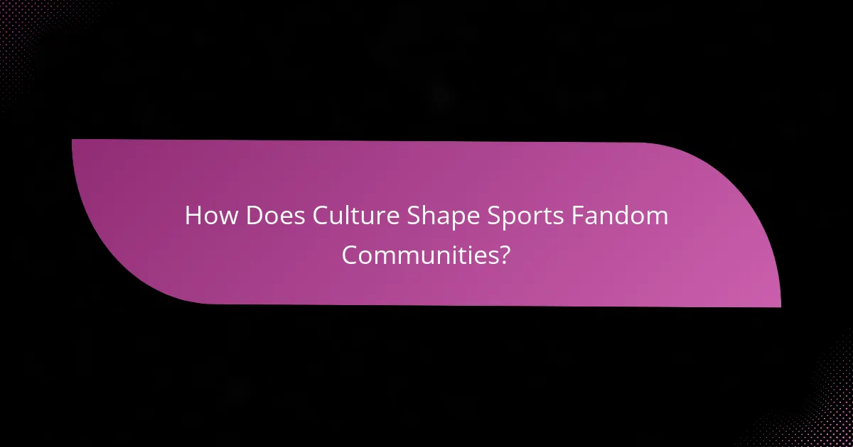 How Does Culture Shape Sports Fandom Communities?