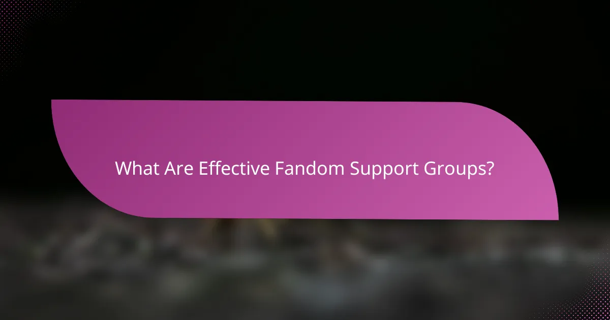 What Are Effective Fandom Support Groups?