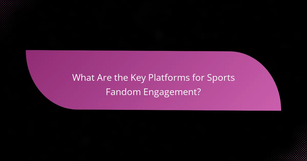 What Are the Key Platforms for Sports Fandom Engagement?